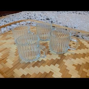 Vintage Adorable Glass Ribbed Tea/Coffee Cups
